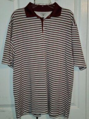 Haggar Cool 18 Pro Golf Polo Men’s XL Red White Striped Performance Shirt
